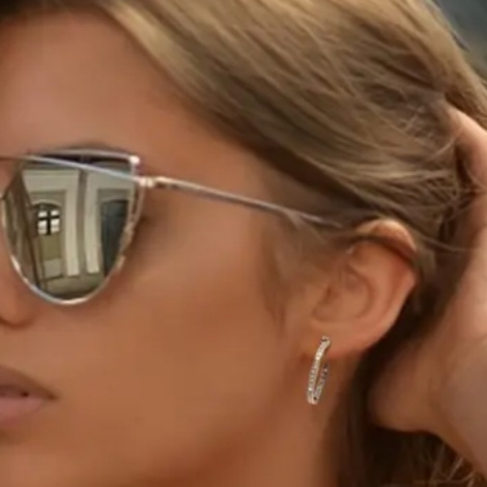14k Gold Plated Inlaid Zircon Hoops. Boutique New. Fast Ship.